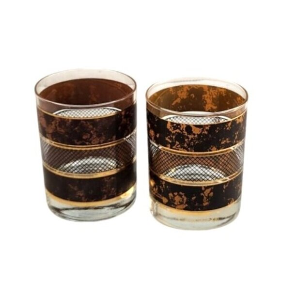 Vintage Georges Briard Double Old Fashioned Glasses Set Of 2 - Picture 5 of 9